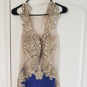 Dark blue and hold beaded dress